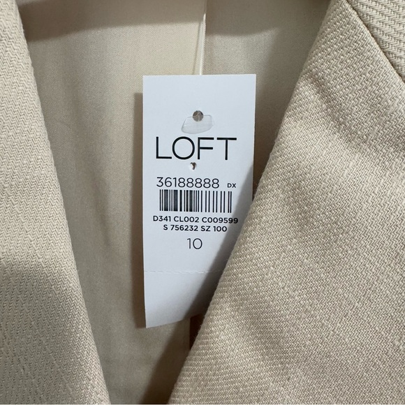 LOFT NWT Cream Faux Denim Double Breasted Blazer - Picture 6 of 7